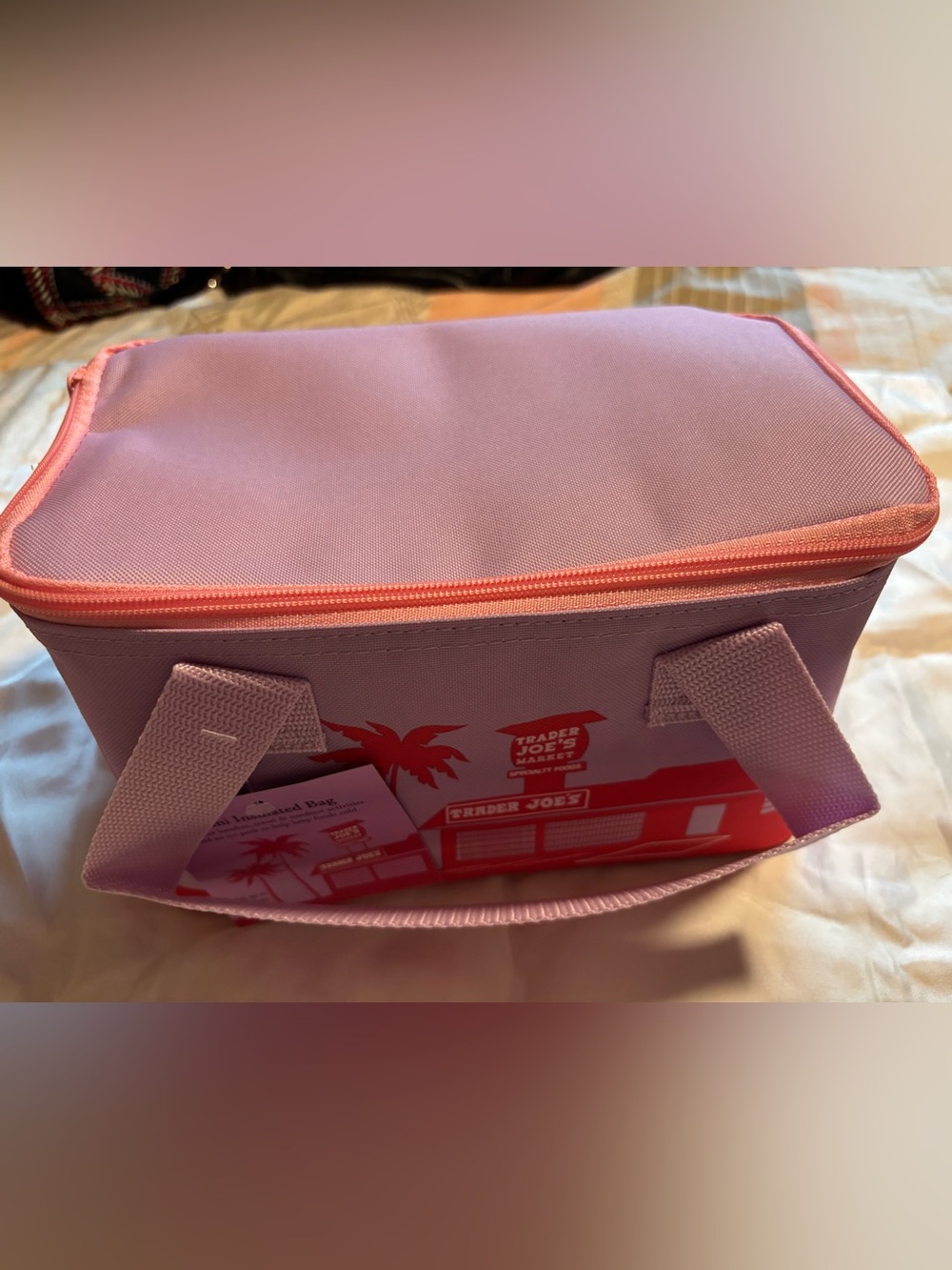 Trader Joe's Insulated Tote Bag in Pink/Purple/Red